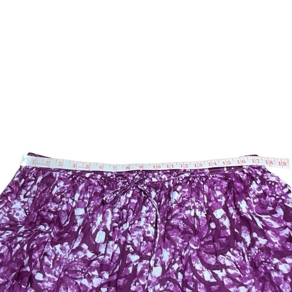 JANE ASHLEY 100% Cotton Purple Floral Tiered Skirt Fully Lined Stretch Waist 2X - Picture 6 of 10
